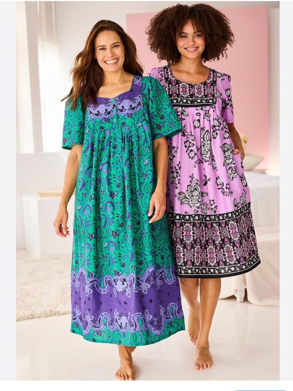 NEW Only Necessities Navy Bib Nightgown with Pink & White Dot Print 1X